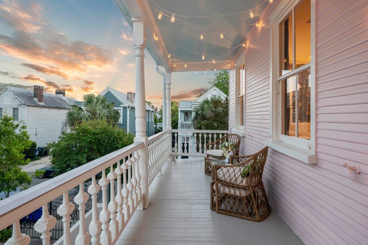 12 Percy Street, front porch at sunset